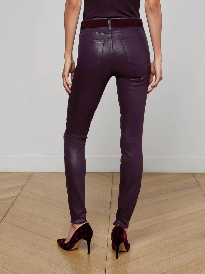 L'agence - Marguerite Coated Skinny Jean - Dark Malbec Coated
