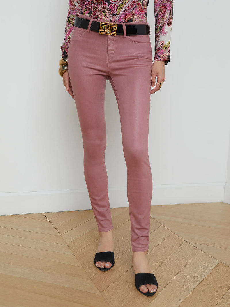 L'agence - Marguerite Coated Skinny Jean - Mauve Rose