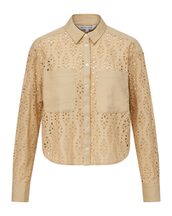 Veronica Beard - Aderes Cotton Eyelet Shirt - Stone Khaki