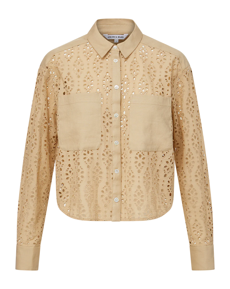 Veronica Beard - Aderes Cotton Eyelet Shirt - Stone Khaki