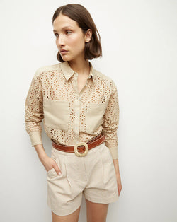 Veronica Beard - Aderes Cotton Eyelet Shirt - Stone Khaki