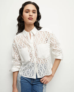 Veronica Beard - Aderes Cotton Eyelet Shirt - White