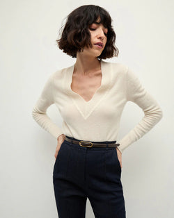 Veronica Beard - Coleta V-Neck Cashmere Sweater - Ivory