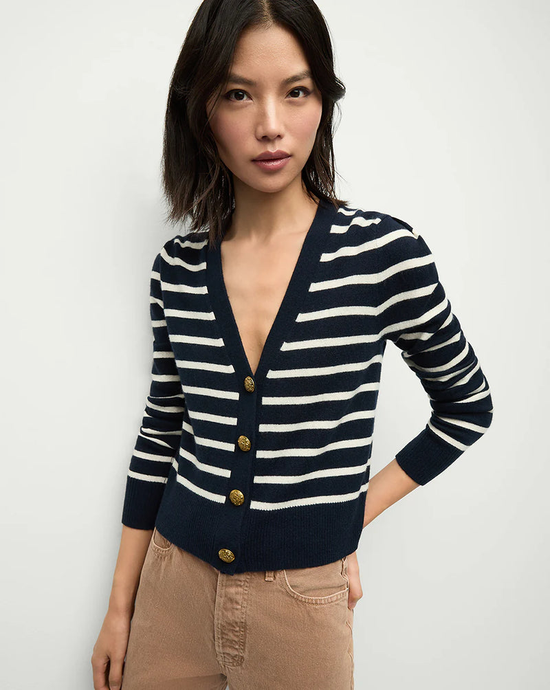 Veronica Beard - Solene Cashmere Striped Cardigan - Navy/Ivory