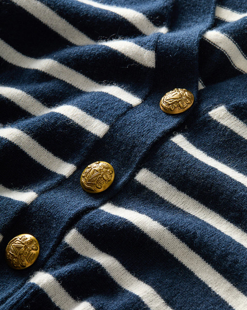 Veronica Beard - Solene Cashmere Striped Cardigan - Navy/Ivory