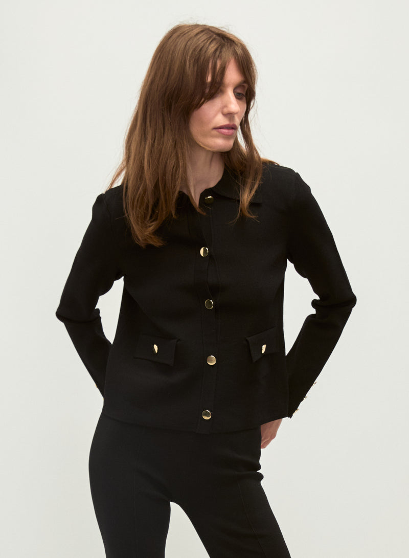 Veronica Beard - Katia Knit Button-Front Jacket - Black