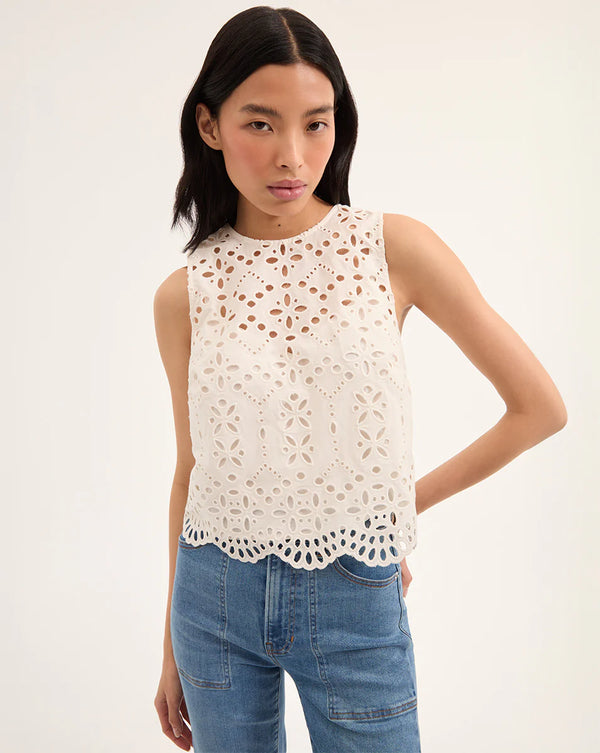 Veronica Beard - Adelyn Cotton Eyelet Tank - Off White