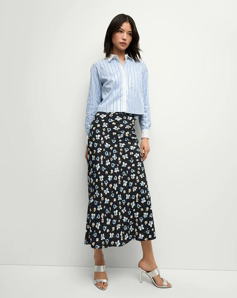 Veronica Beard - Clover Stretch-Silk Floral Skirt - Navy Multi