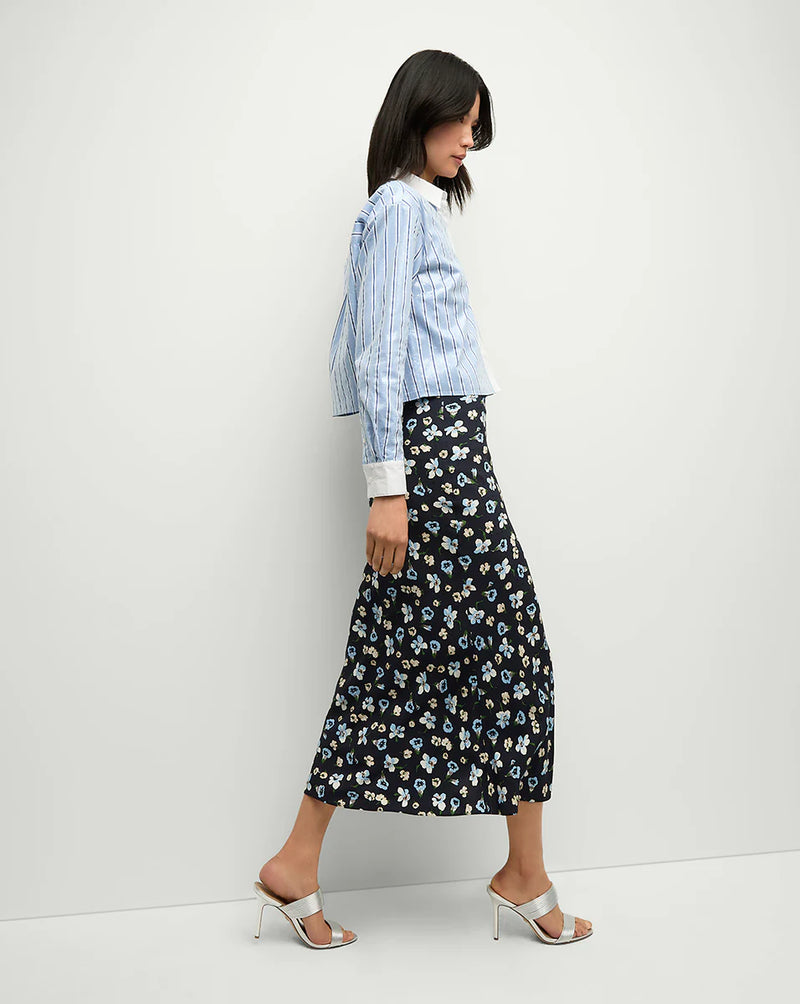 Veronica Beard - Clover Stretch-Silk Floral Skirt - Navy Multi