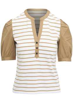 Veronica Beard - Kellie Top - White/Khaki