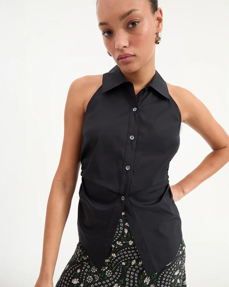 Veronica Beard - Regina Sleeveless Button-Down Shirt - Black