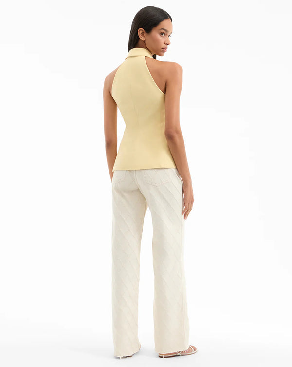 Veronica Beard - Orlinda Stretch-Linen Halter Neck Vest - Chamomile