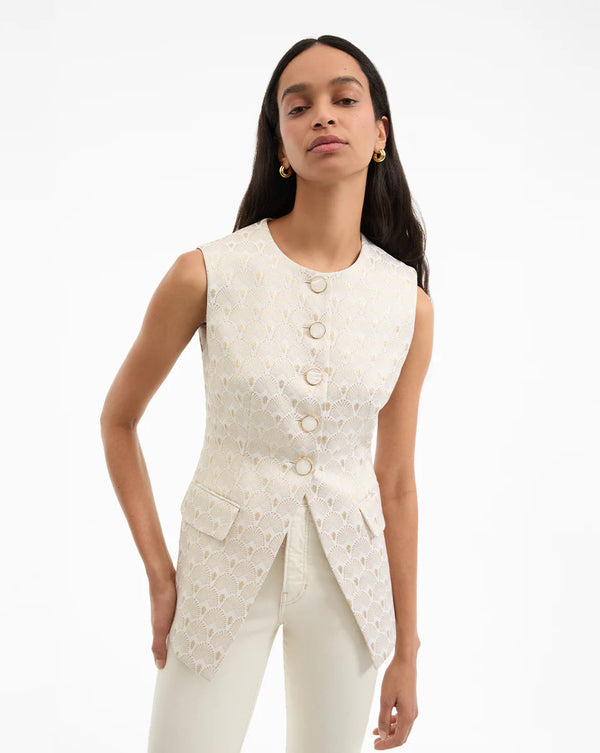 Veronica Beard - Lois Vest - Off-White/Gold