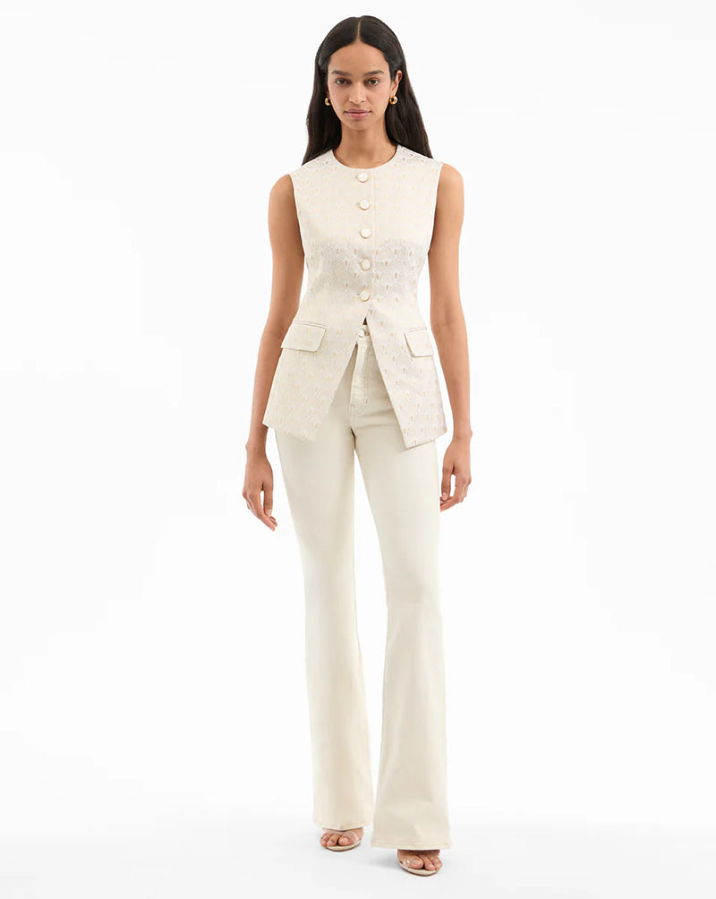 Veronica Beard - Lois Vest - Off-White/Gold