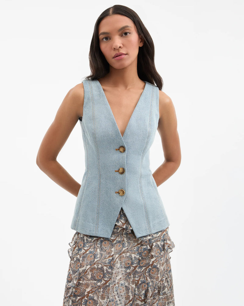 Veronica Beard - Avalina Button-Up Vest - Blue Mirage