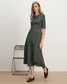 Veronica Beard - Elthea Belted Midi Dress - Charcoal Heather Grey