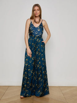 L'agence - Lillian Satin Wide-Leg Pant - Midnight Multi Horseshoe