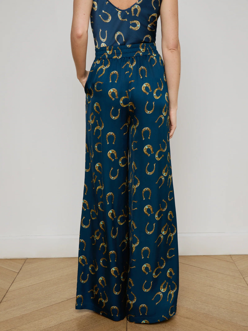 L'agence - Lillian Satin Wide-Leg Pant - Midnight Multi Horseshoe