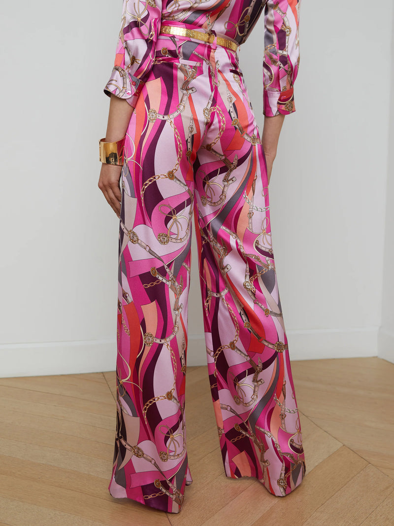 the pilar wide leg pant pink multi buckle swirl