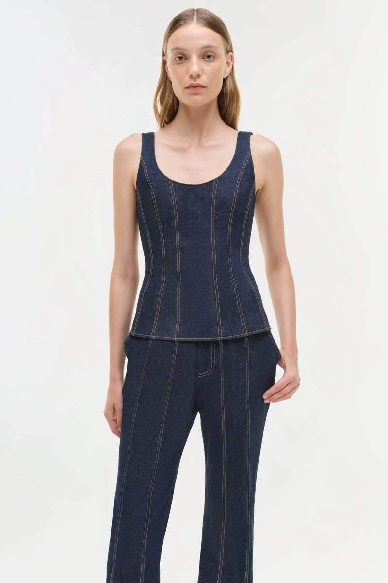 Simkhai - Lachlan Denim Bustier Top - Twilight