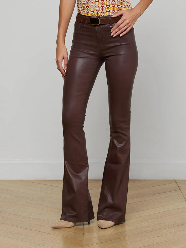 L'agence - Marty Coated Flare Jean - Chocolate Coated