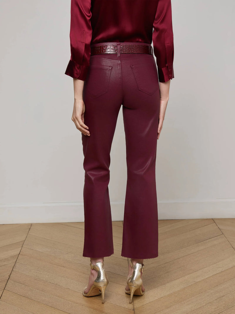 L'agence - Kendra Cropped Flare Jean - Dark Port Coated