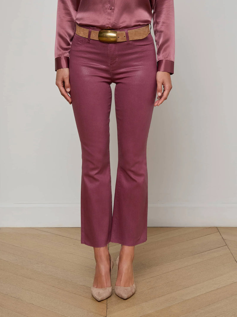 L'agence - Kendra Cropped Flare Jean - Deep Mauve Coated