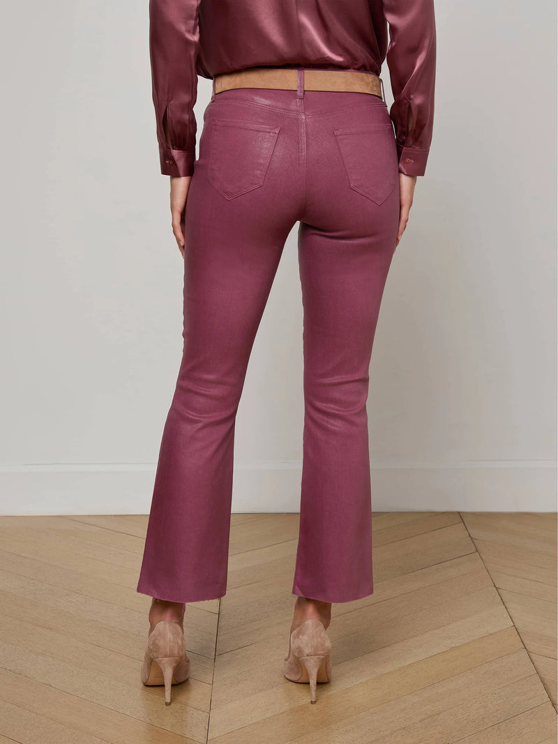 L'agence - Kendra Cropped Flare Jean - Deep Mauve Coated