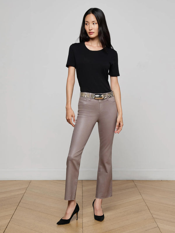 L'agence - Kendra Coated Cropped Flare Jean - Driftwood Coated