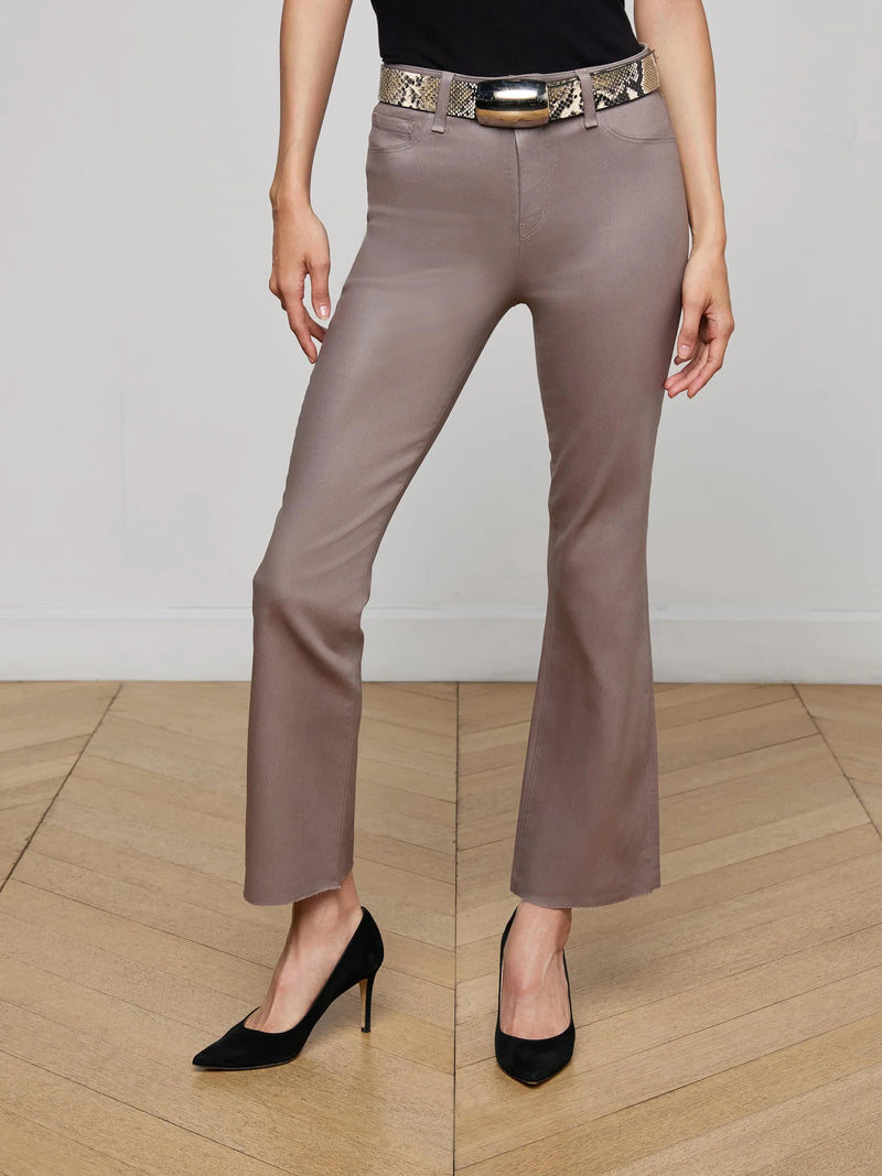 L'agence - Kendra Coated Cropped Flare Jean - Driftwood Coated