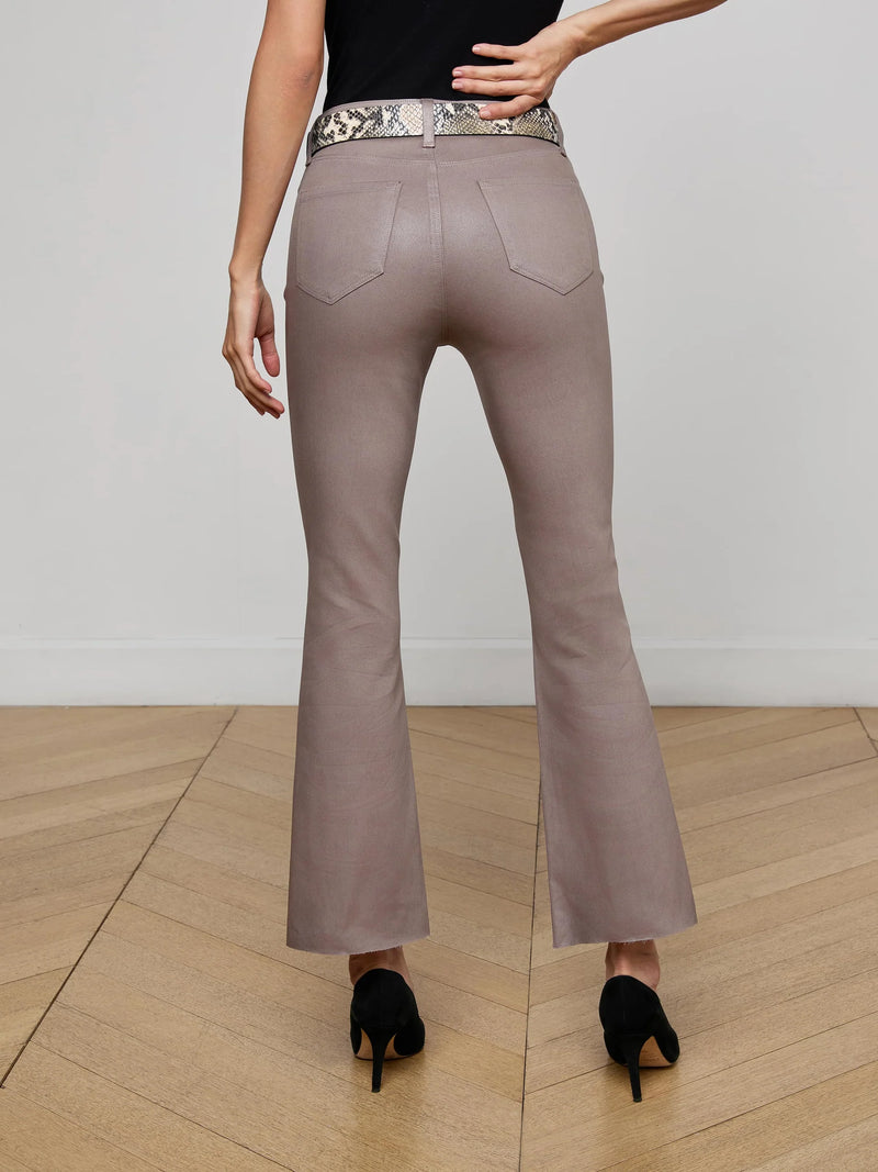 L'agence - Kendra Coated Cropped Flare Jean - Driftwood Coated