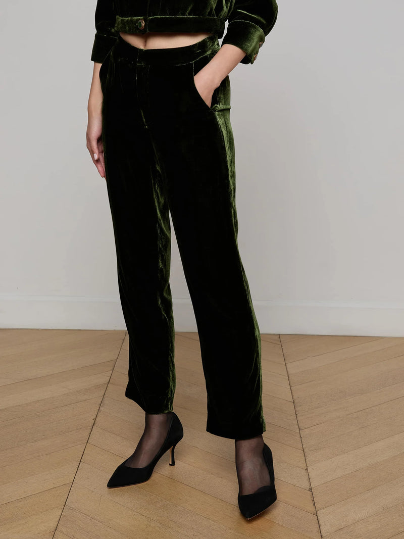 L'agence - Rebel Velvet Trouser - Deep Olive