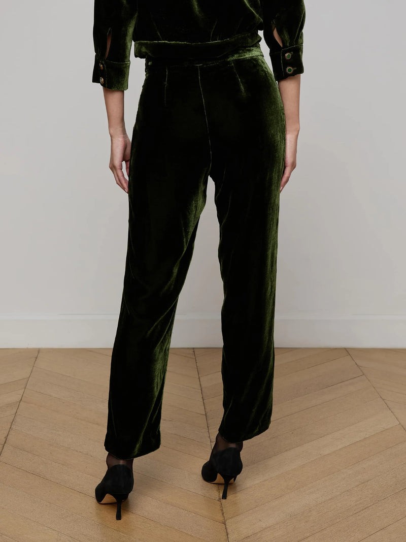 L'agence - Rebel Velvet Trouser - Deep Olive