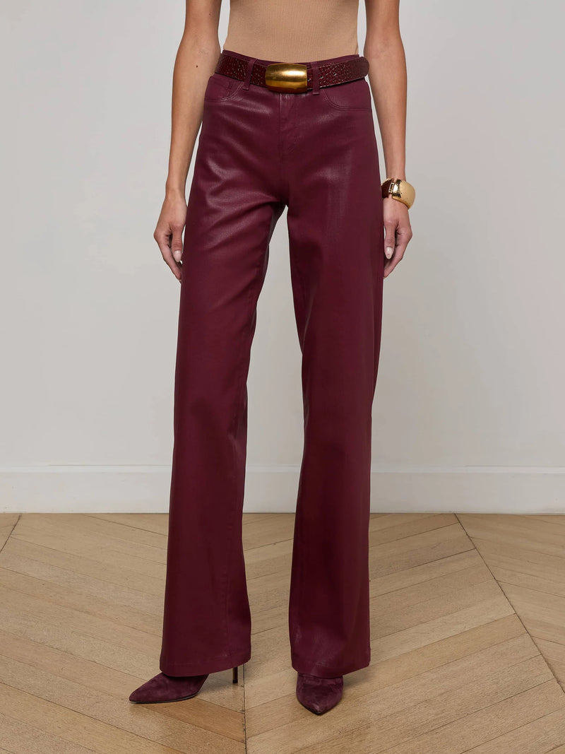 L'agence - Clayton Coated Wide-Leg Jean - Dark Port Coated