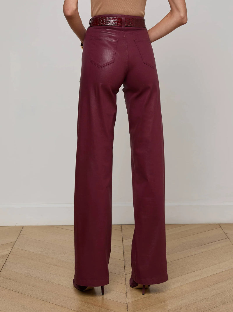 L'agence - Clayton Coated Wide-Leg Jean - Dark Port Coated