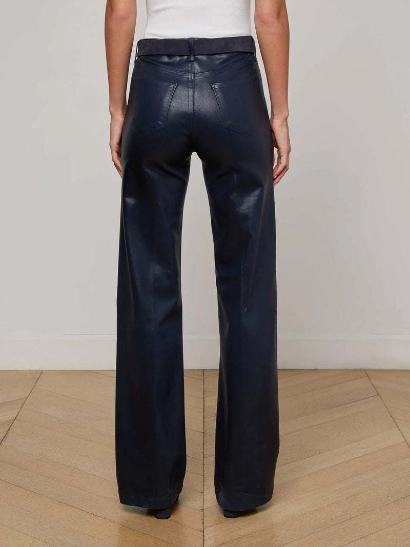 L'agence - Clayton Coated Wide-Leg Jean - Deep Midnight Coated