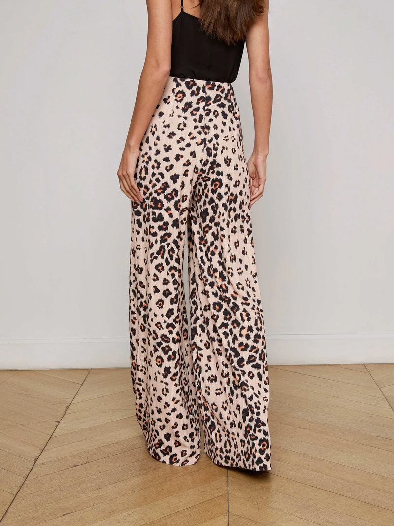 L’agence - Nova Pleated Wide-Leg Pant - Tan Multi Ikat Leopard