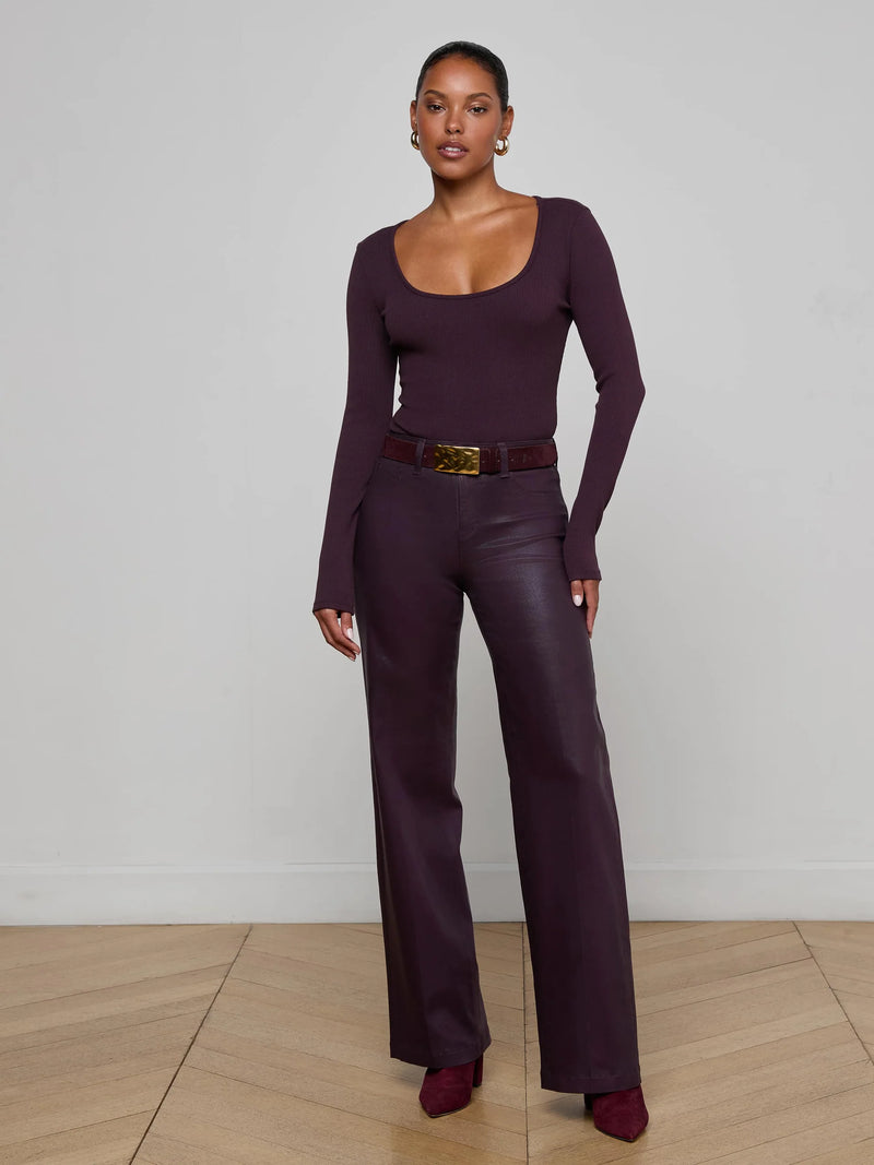 L'agence - Scottie Coated Wide-Leg Jean - Dark Malbec Coated