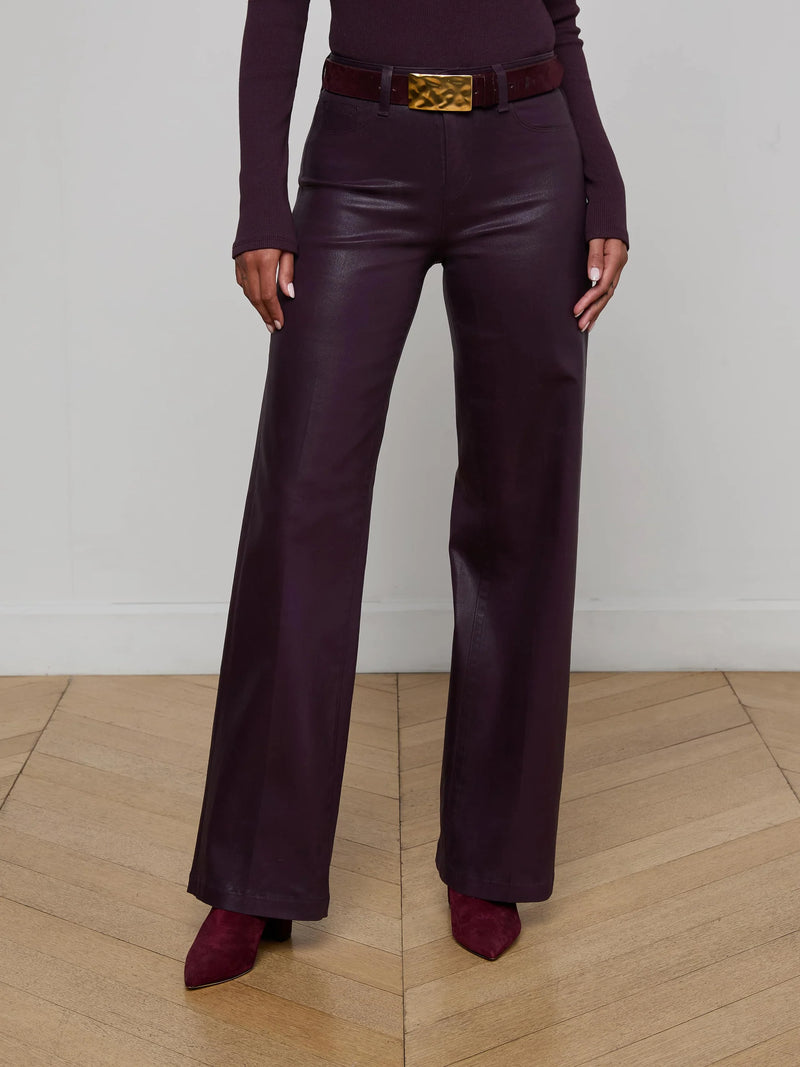 L'agence - Scottie Coated Wide-Leg Jean - Dark Malbec Coated