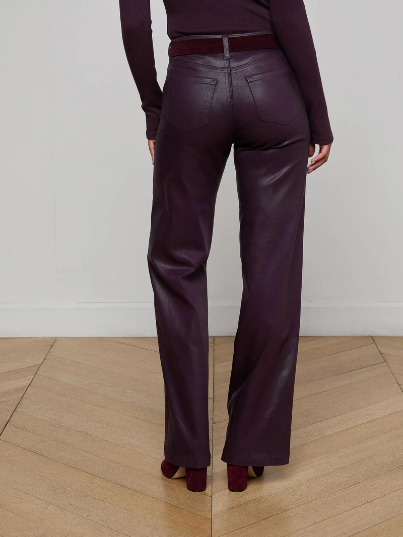 L'agence - Scottie Coated Wide-Leg Jean - Dark Malbec Coated