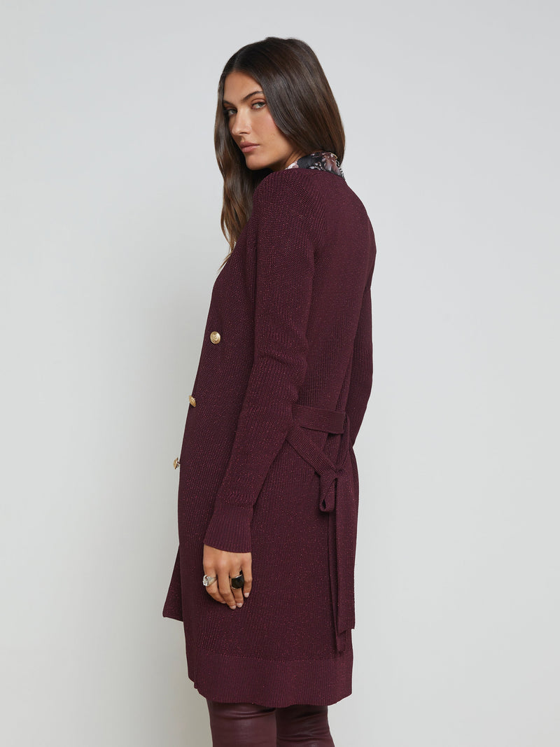 L’agence - Noe Double-Breasted Cardigan - Dark Wine