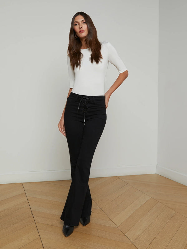 L'agence - Charis Lace-Up Flare Pant - Noir