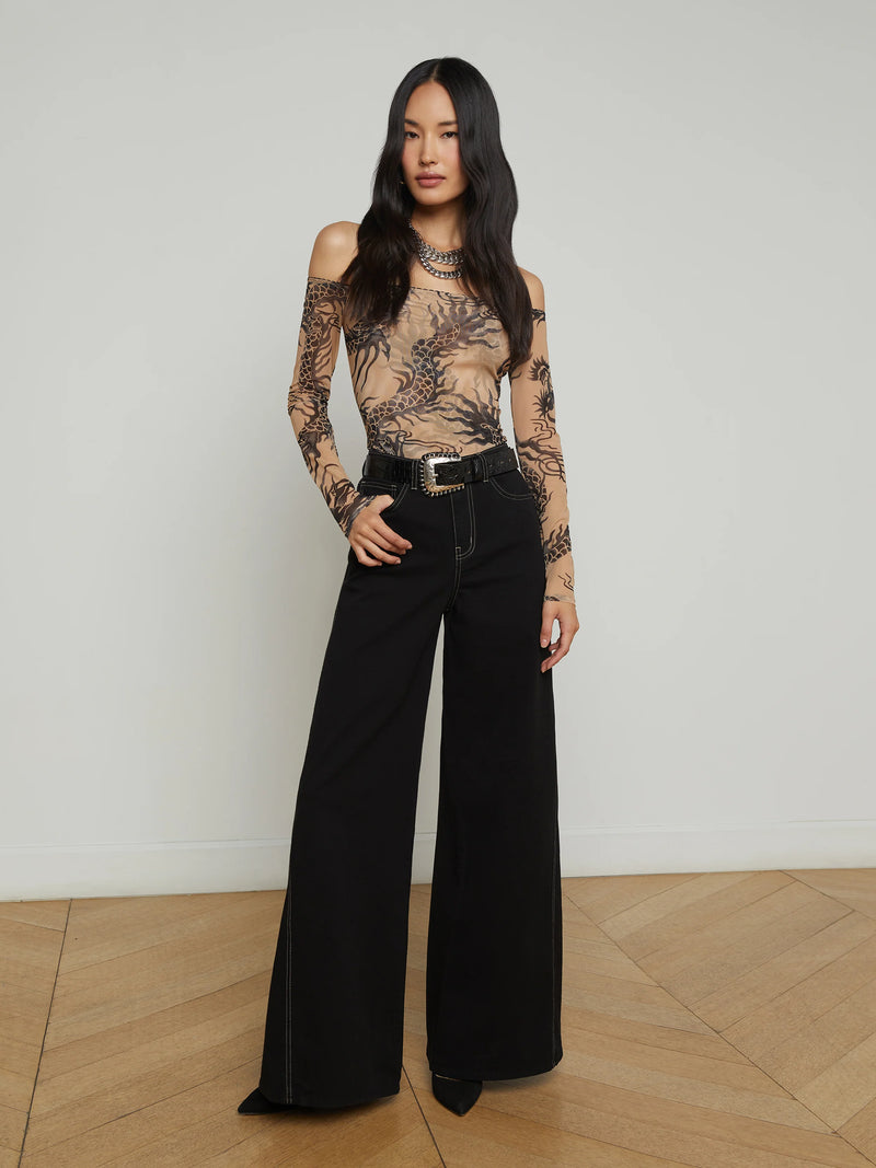L'agence - Beau Wide-Leg Jean - Noir/Mothergoose