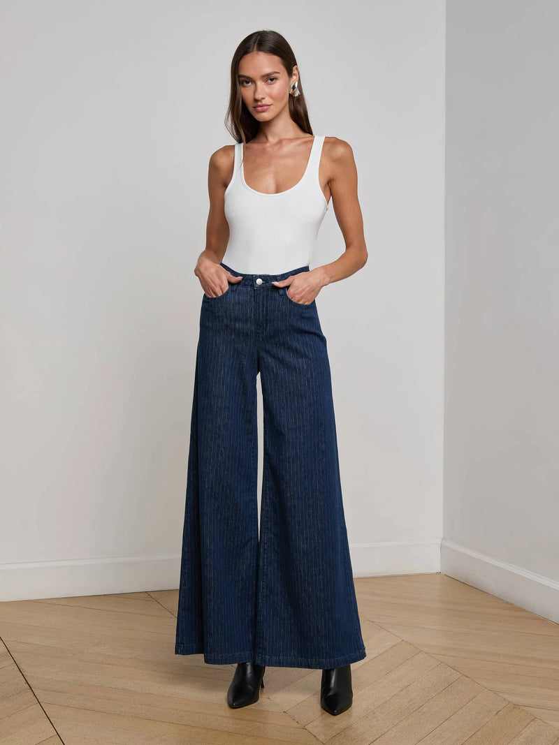 L'agence - Quincy Pinstriped Jean - Ebony Stripe