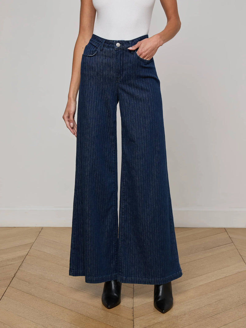 L'agence - Quincy Pinstriped Jean - Ebony Stripe