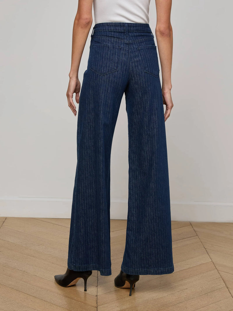 L'agence - Quincy Pinstriped Jean - Ebony Stripe