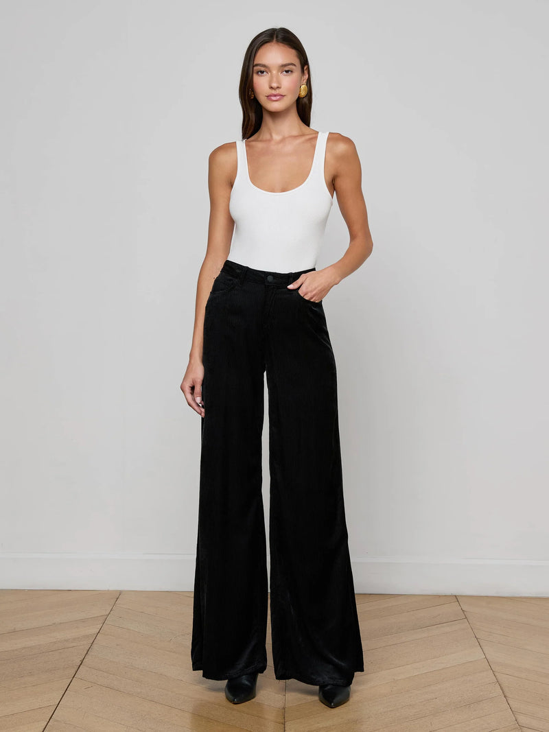 L'agence - Quincy Wide-Leg Corduroy Jean - Black