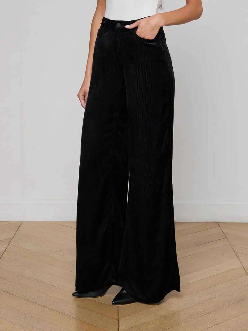 L'agence - Quincy Wide-Leg Corduroy Jean - Black
