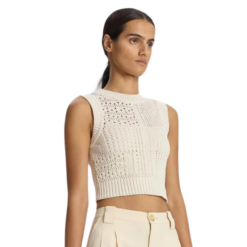 A.L.C -  Sawyer Crochet Top - Bone/Cream