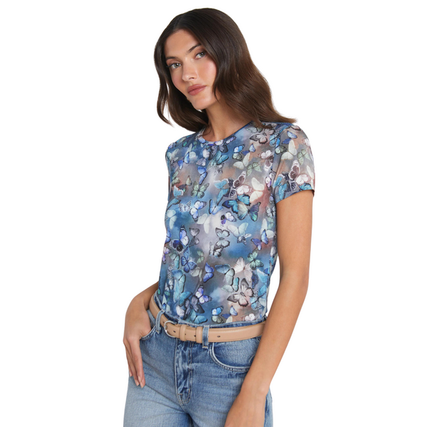 L'agence - Ressi Fitted Tee - Blue Multi Cloud Butterfly
